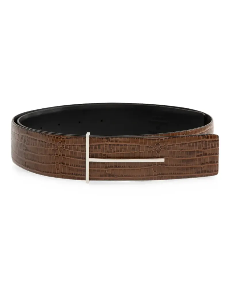 Tom Ford T-logo reversible belt - Braun Braun