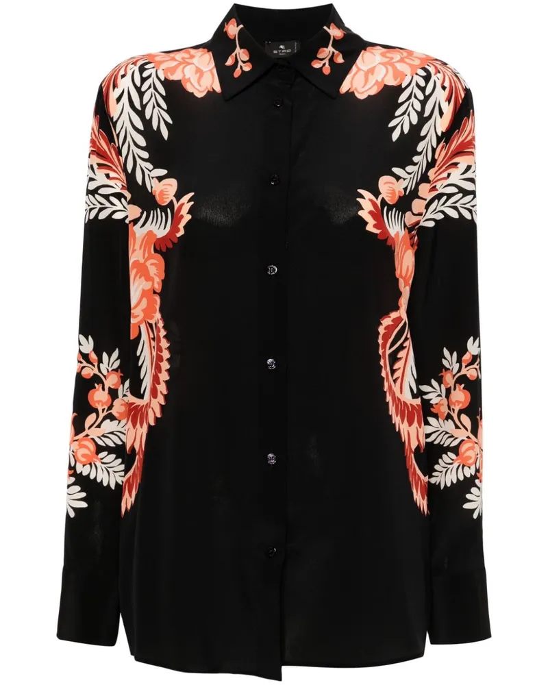 Etro Hemd mit Blumen-Print - Schwarz Schwarz