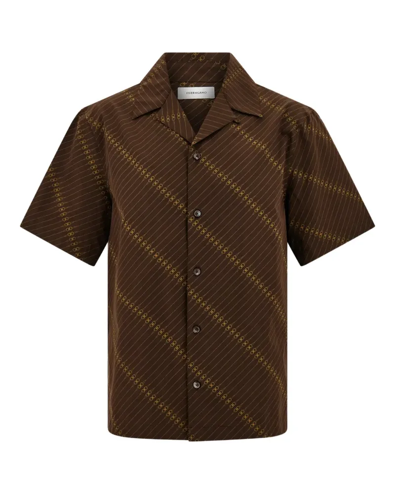 Ferragamo Bowlinghemd mit kurzen Ärmeln - Braun Braun
