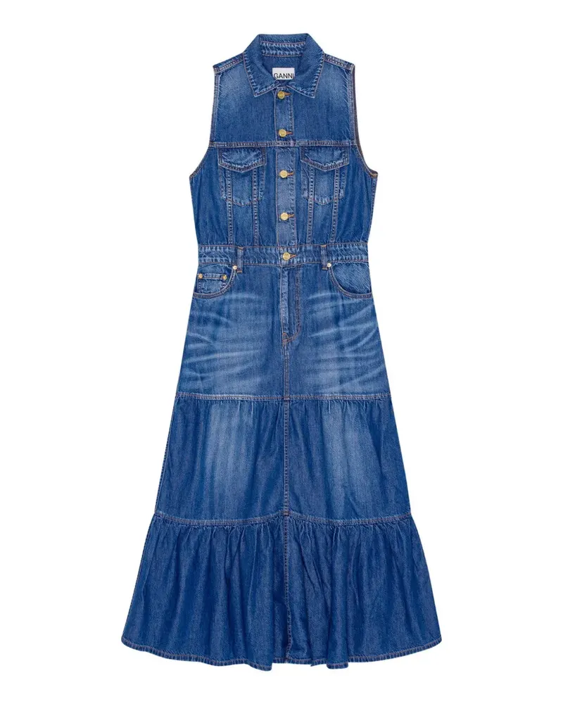 Ganni Ärmelloses Jeanskleid - Blau Blau