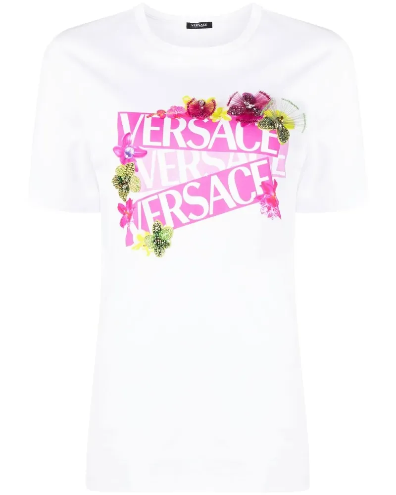 Versace T-Shirt mit Logo-Print - Weiß Weiß