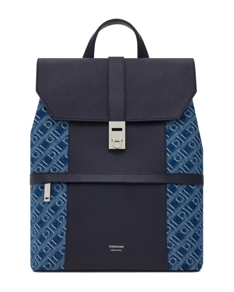 Ferragamo Jacquard-Rucksack mit Monogramm - Blau Blau