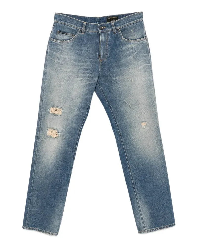 Dolce & Gabbana distressed-effect straight-leg jeans - Blau Blau