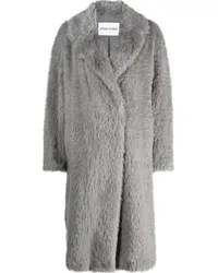 STAND Langer Mantel aus Faux Fur Grau