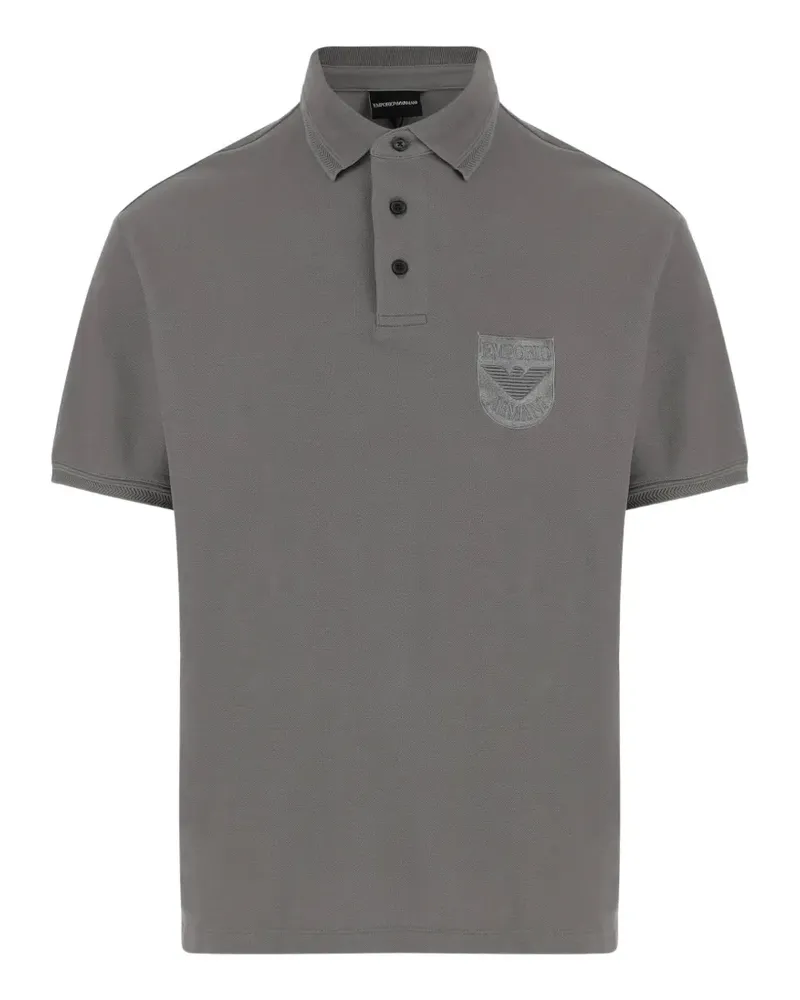 Emporio Armani logo-patch cotton polo shirt - Grau Grau