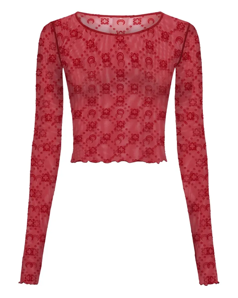 Marine Serre Cropped-Top mit Monogramm - Rot Rot