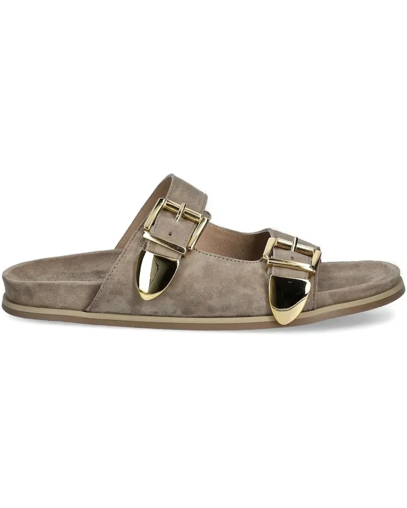 Billi Bi Sandalen aus Wildleder mit doppelter Schnalle - Nude Nude