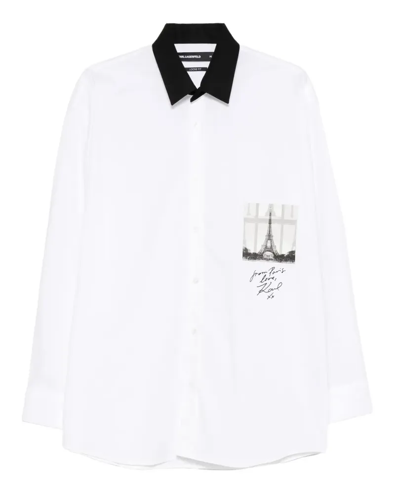 Karl Lagerfeld Hemd mit Kontrastkragen - Weiß Weiß