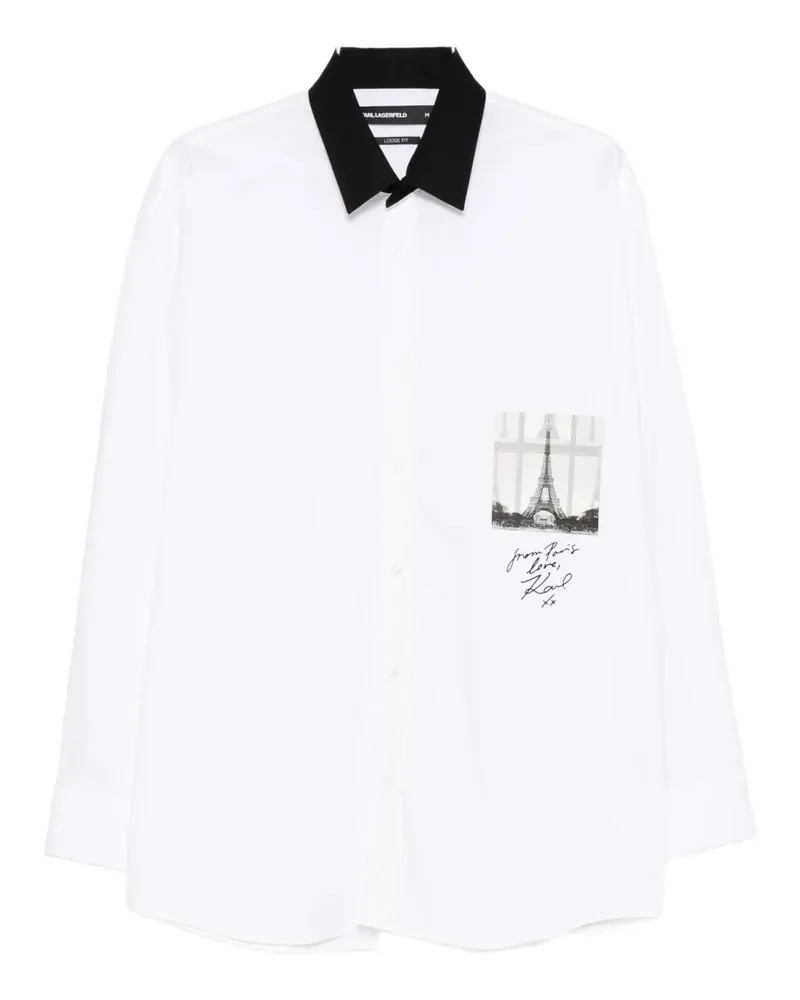 Karl Lagerfeld Hemd mit Kontrastkragen - Weiß Weiß