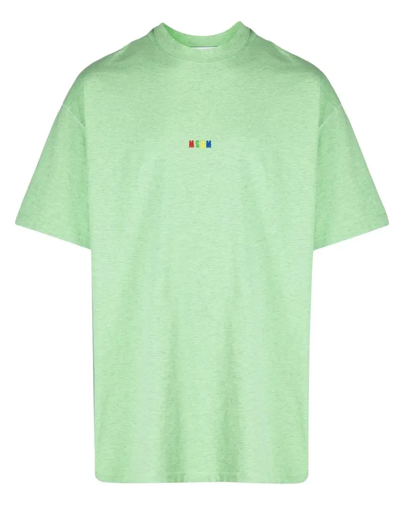 MSGM T-Shirt mit Logo-Stickerei - Grün Grün