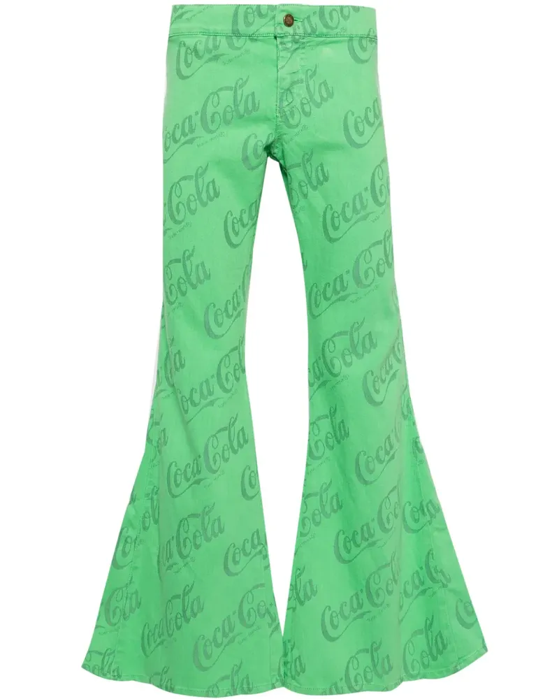 ERL x Coca-Cola halbhohe Schlagjeans - Grün Grün