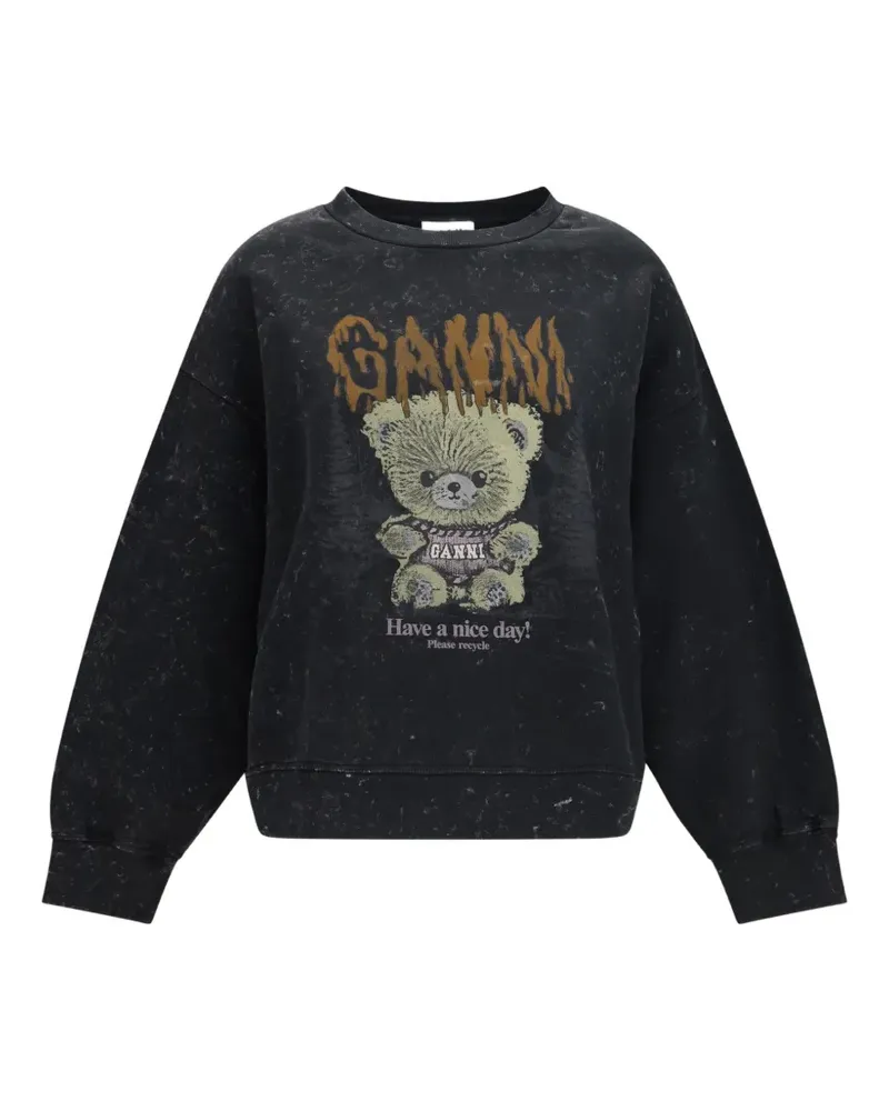Ganni Isoli Sweatshirt mit Teddy-Print - Schwarz Schwarz