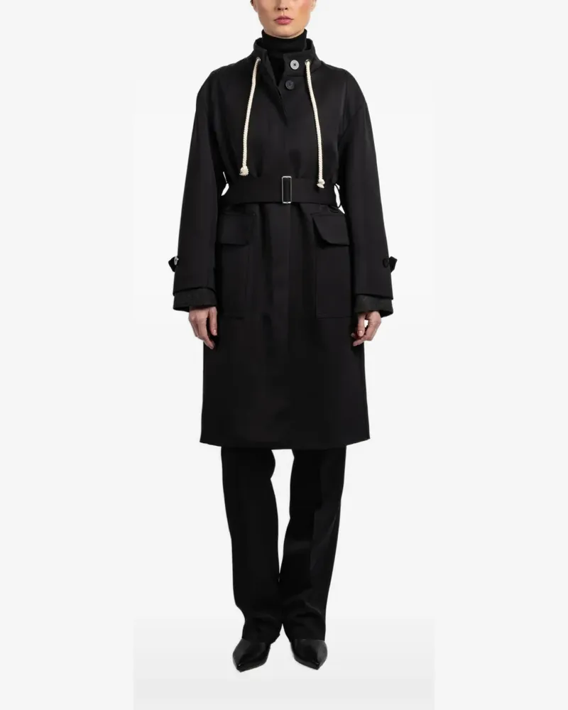 Seafarer belted hooded coat - Schwarz Schwarz