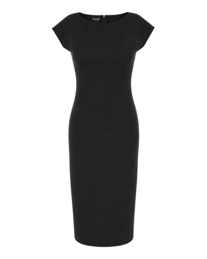 Giorgio Armani cap-sleeve rear-slit misi dress - Schwarz Schwarz