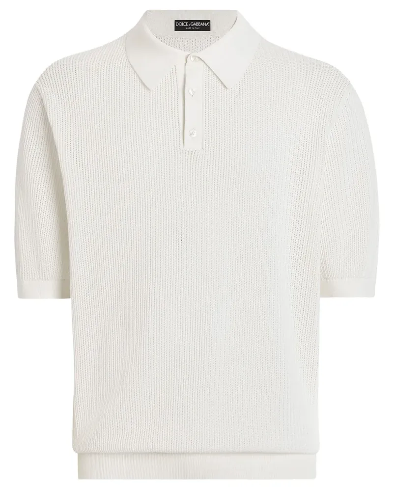 Dolce & Gabbana Gestricktes Poloshirt - Weiß Weiß