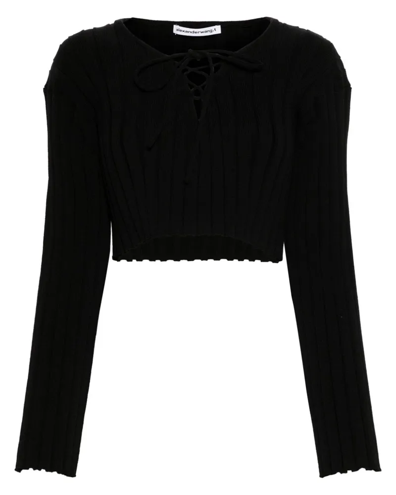 Alexander Wang Gerippter Cropped-Pullover Schwarz