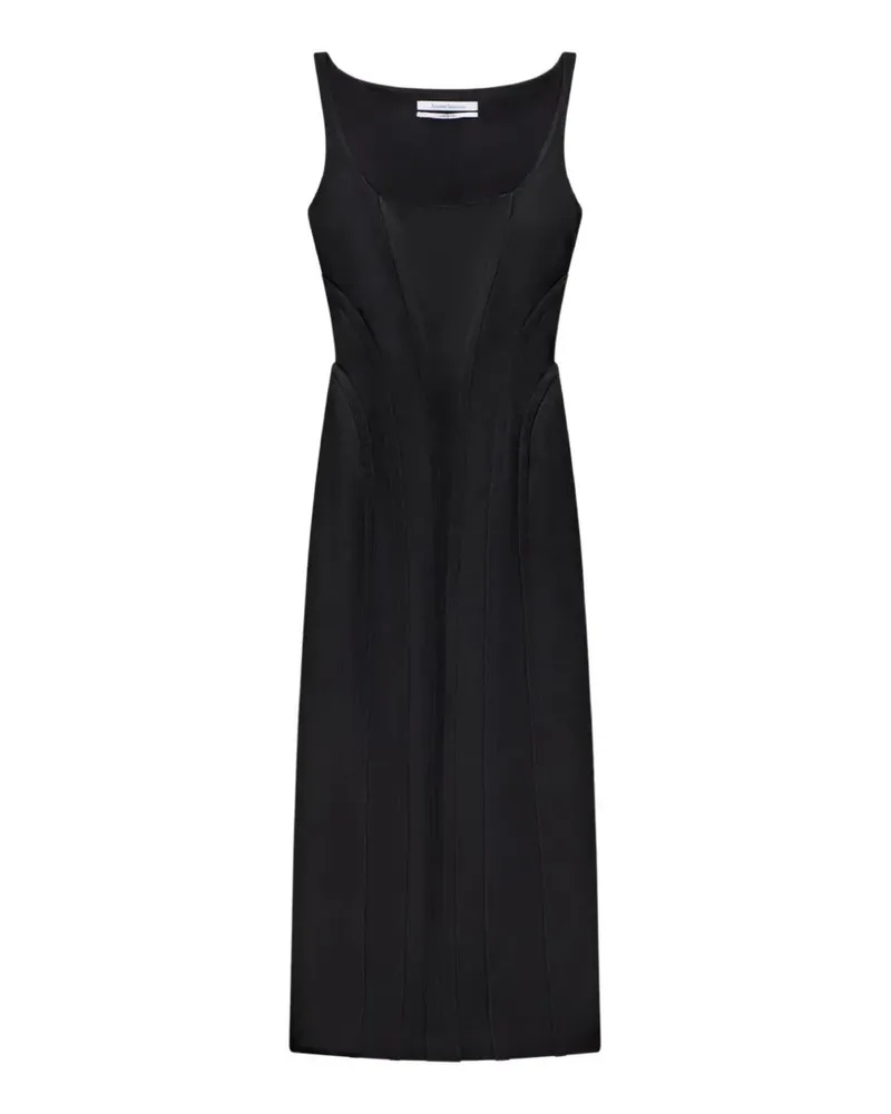 Another Tomorrow contour-seamed topstitched dress - Schwarz Schwarz