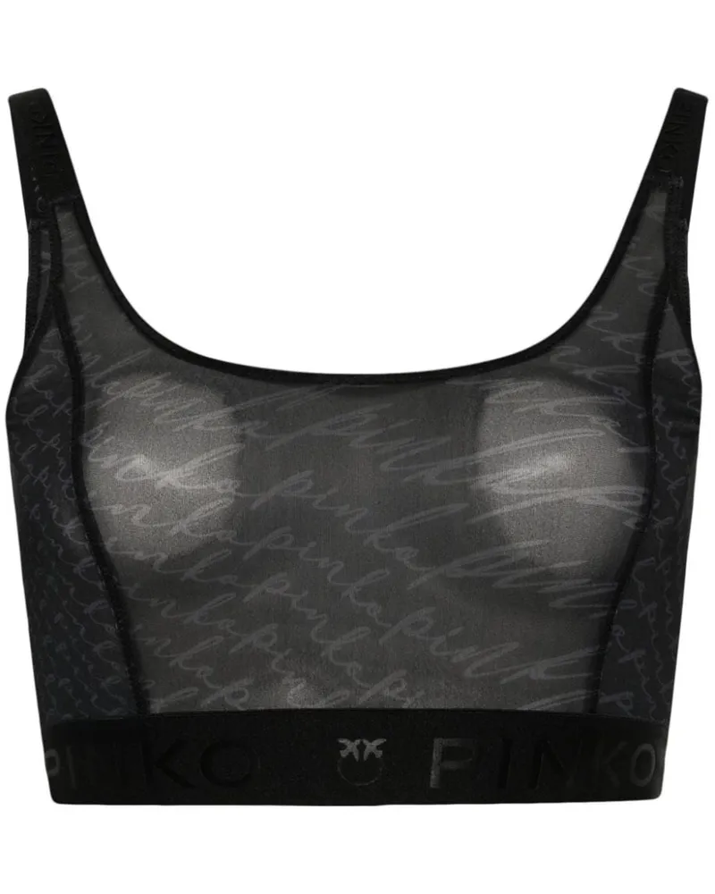 Pinko Bookmark transparenter Sport-BH - Schwarz Schwarz