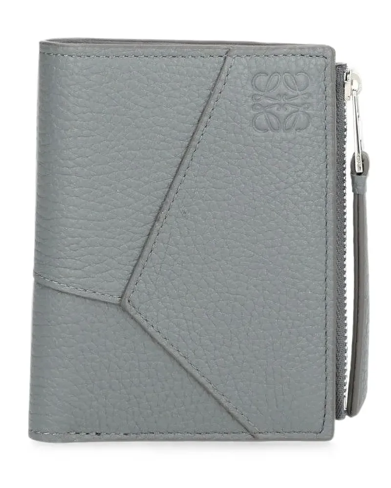 Loewe Schmales Puzzle Portemonnaie aus geschmeidigem, gekörntem Kalbsleder - Grau Grau