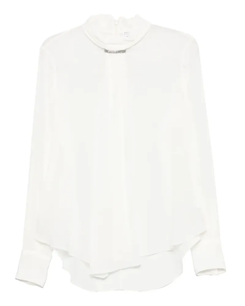 Brunello Cucinelli Monili-embellished silk blouse - Weiß Weiß