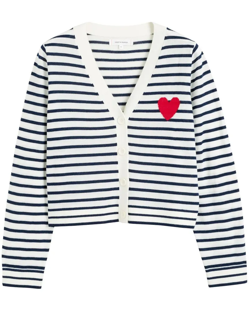 Chinti & Parker Gestreifter Merinocardigan - Nude Nude
