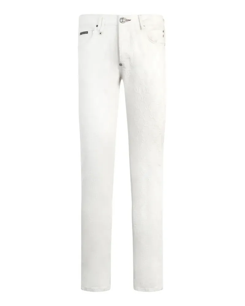 Philipp Plein Jeans mit Monogramm-Stickerei - Weiß Weiß