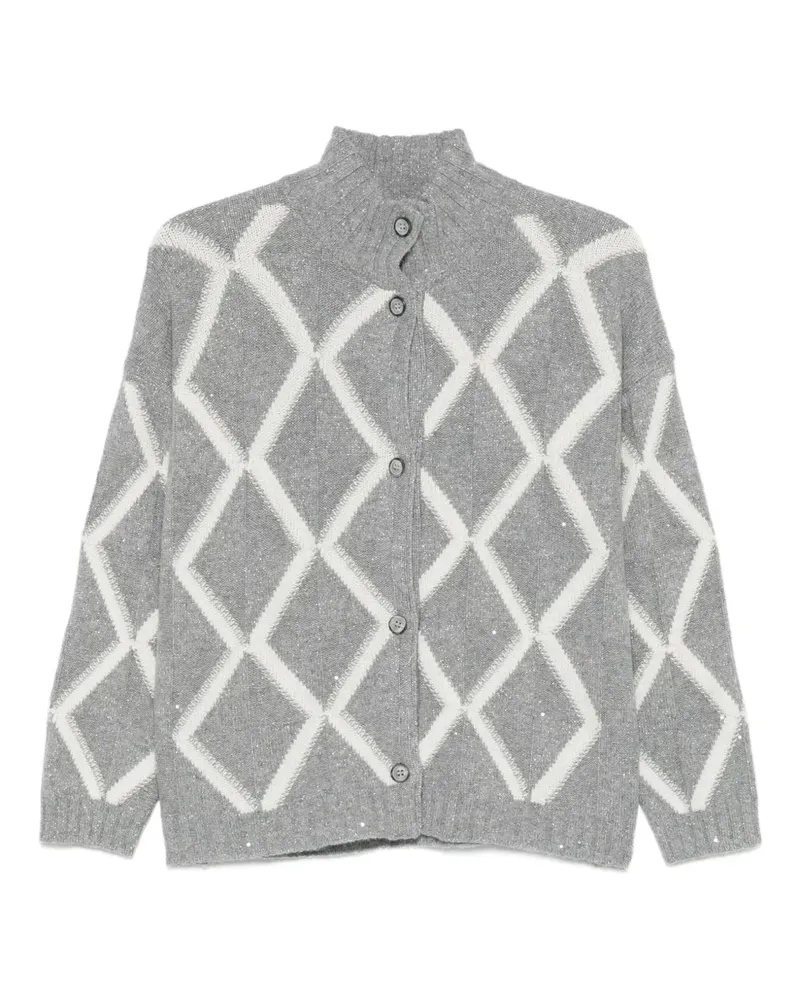 Gran Sasso Geknöpfter Cardigan mit Rautenmuster - Grau Grau
