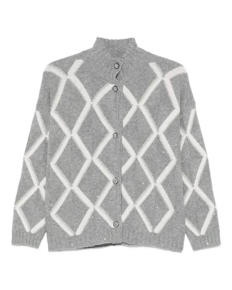 Gran Sasso diamond-pattern button-fastening cardigan - Grau Grau