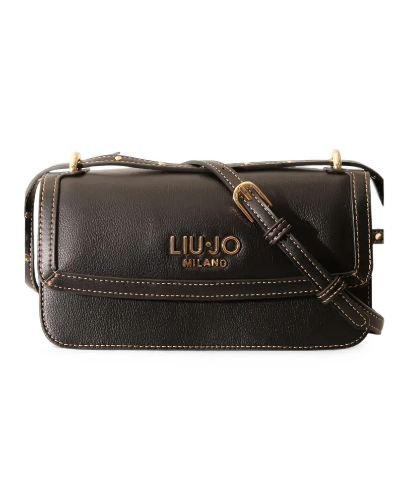 Liu Jo logo-plaque topstitched crossbody bag - Schwarz Schwarz