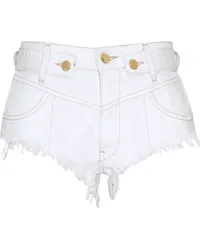 Retrofête Jeans-Shorts mit Fransen Weiß