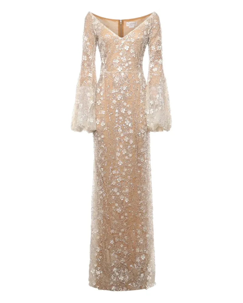 Genny Maxikleid mit Blumenverzierung - Nude Nude