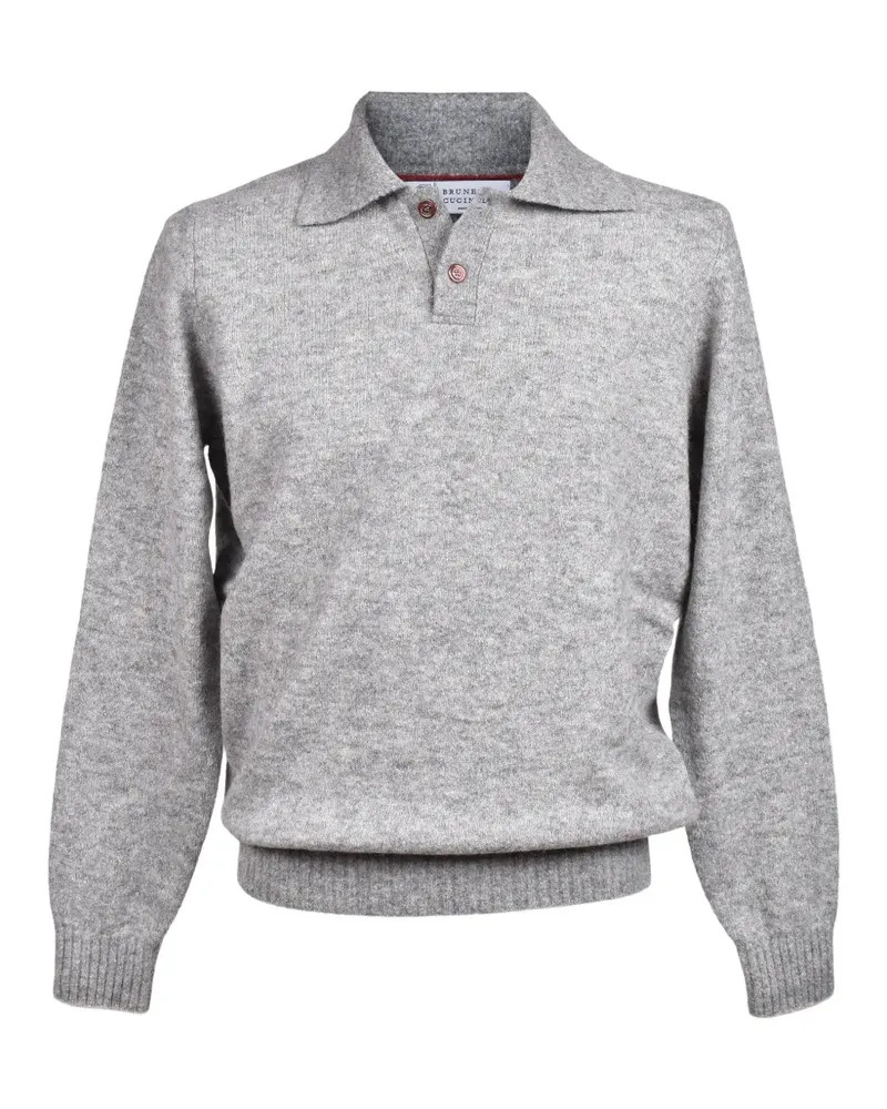 Brunello Cucinelli knit polo-collar wool sweater - Grau Grau