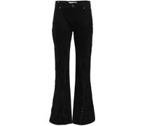 Ausgestellte Jeans mit Haken - Schwarz