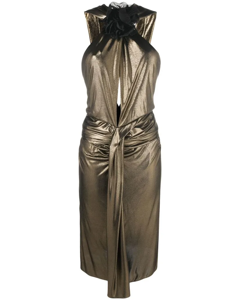 Saint Laurent Kleid mit Laminierung - Gold Gold
