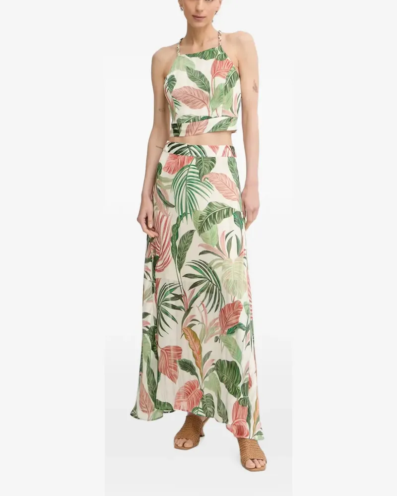 Guess leaf-print wrap-style skirt - Nude Nude