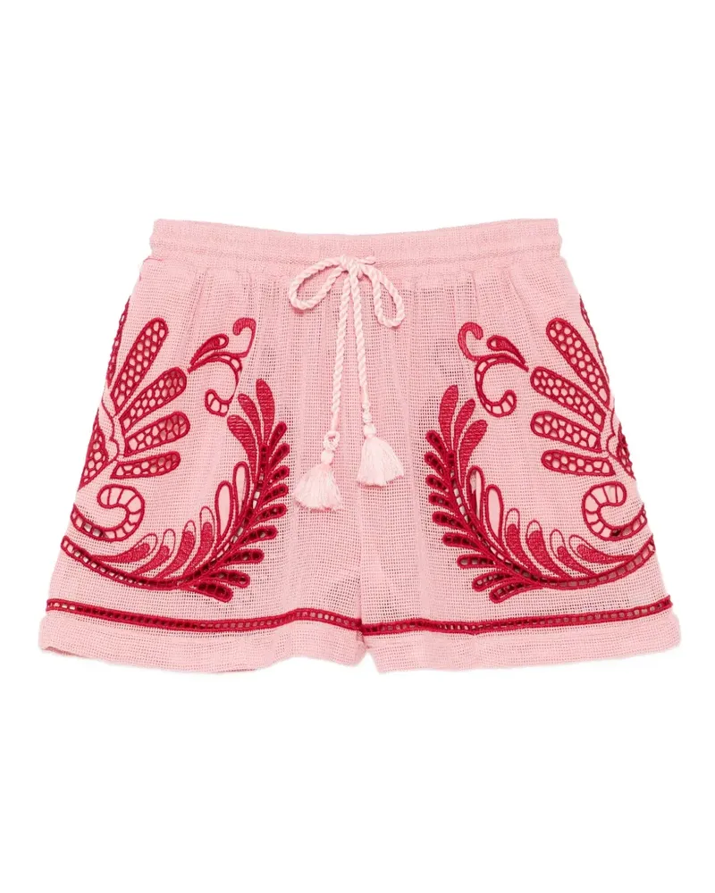 FARM Rio Bestickte Arabesque Shorts - Rosa Rosa