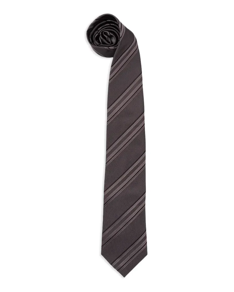 Brunello Cucinelli Seidenkrawatte mit diagonalen Streifen - Grau Grau