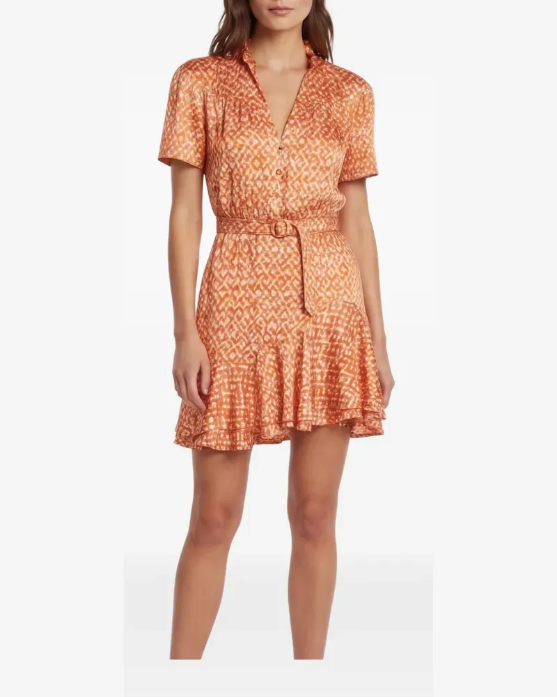 Sandro patterned asymmetrical dress - Orange Orange