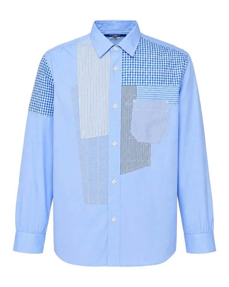 Junya Watanabe patchwork-design long-sleeve shirt - Blau Blau