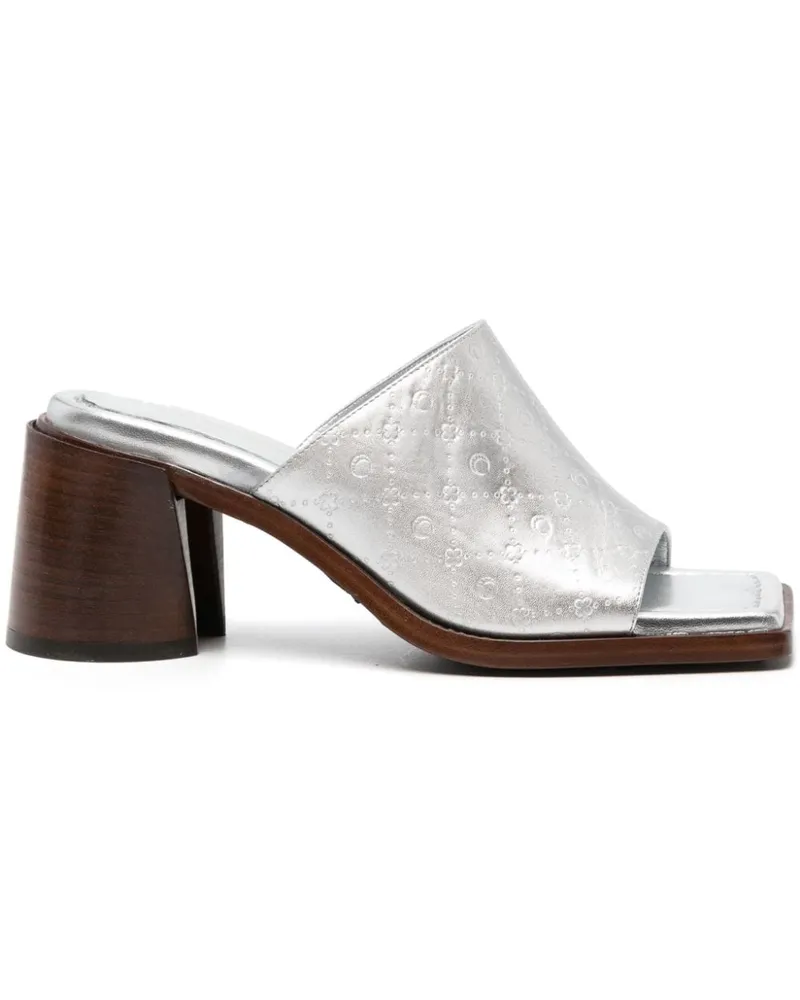 Marine Serre Ms Mules aus laminiertem Leder - Silber Silber