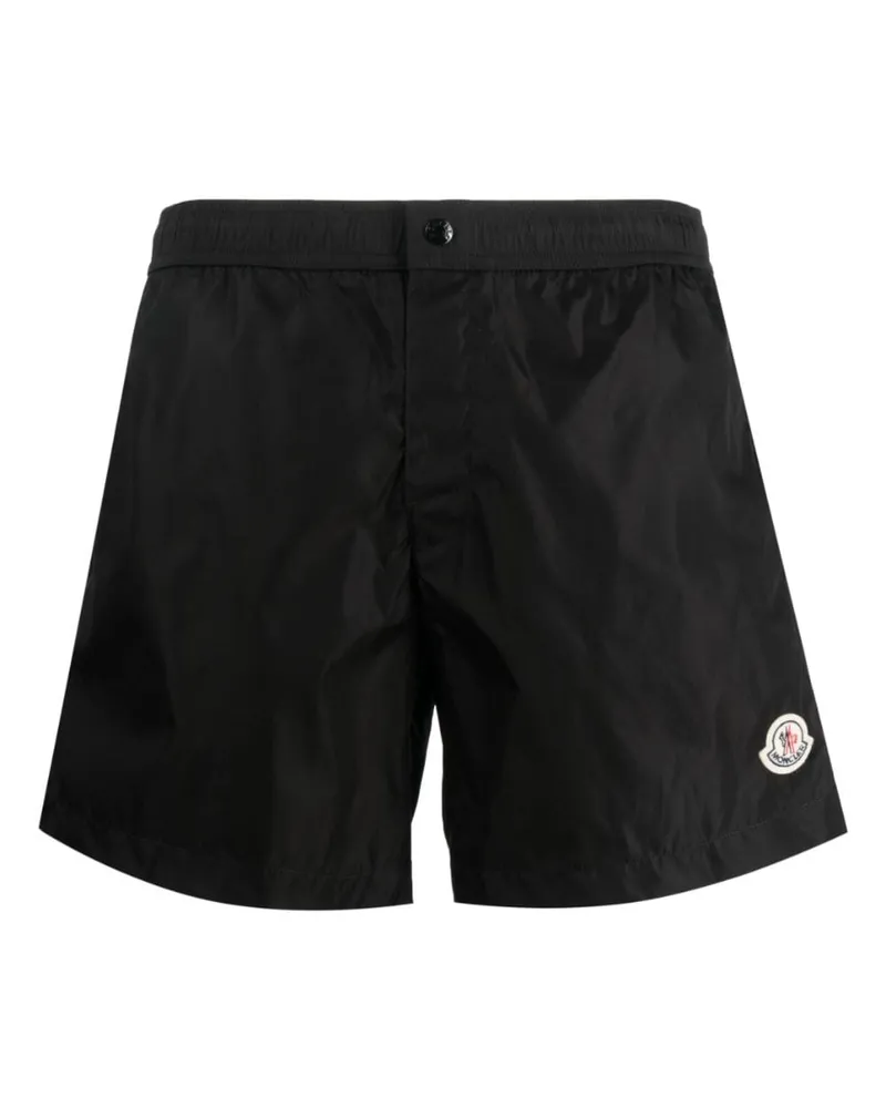 Moncler Badeshorts mit Logo-Patch - Schwarz Schwarz