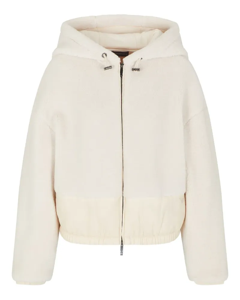 Emporio Armani Kapuzenjacke mit Fleece-Struktur - Weiß Weiß