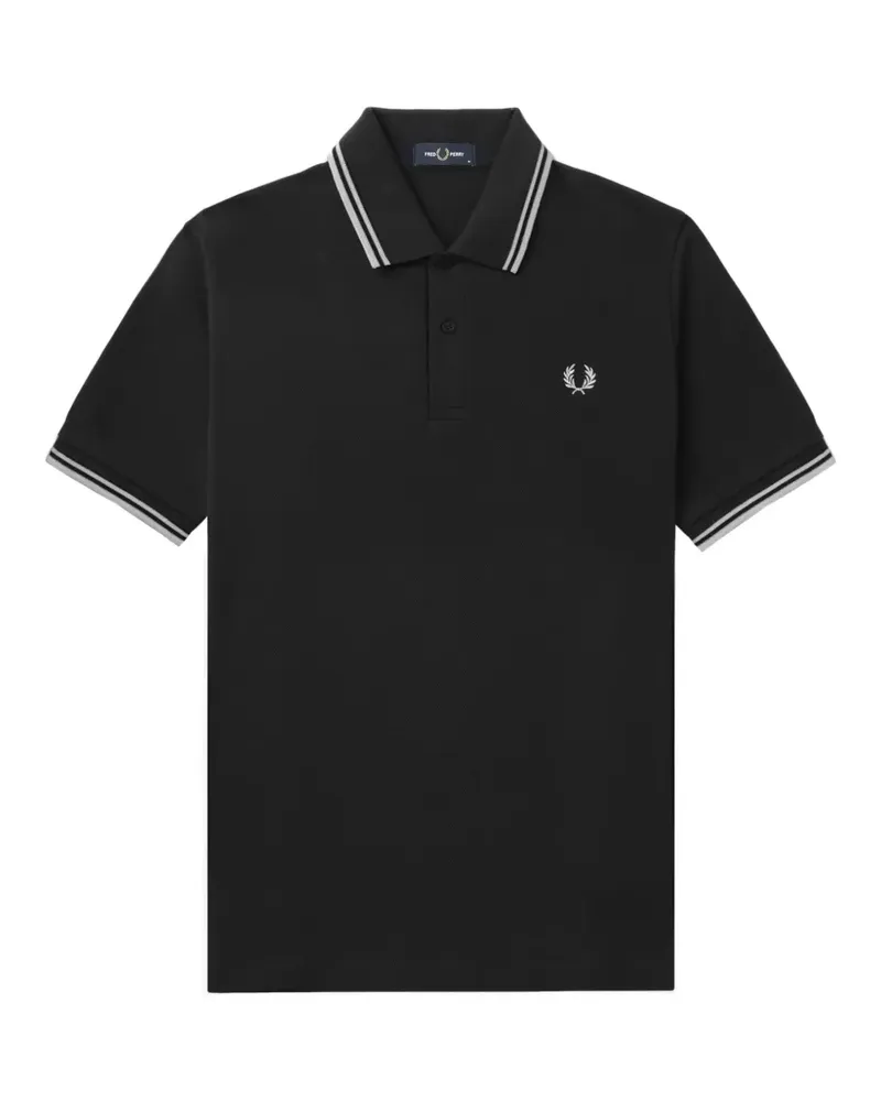 Fred Perry Gestreiftes Laurel-Wreath Poloshirt - Schwarz Schwarz