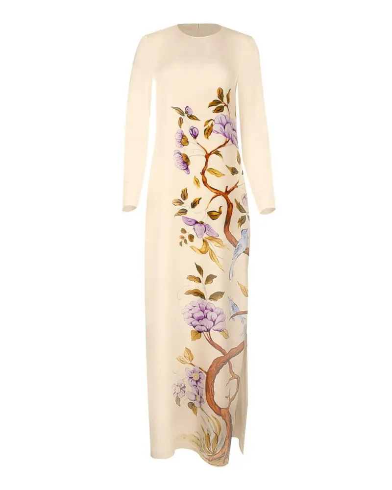 Adam Lippes Seidenkleid mit Blumen-Print - Weiß Weiß