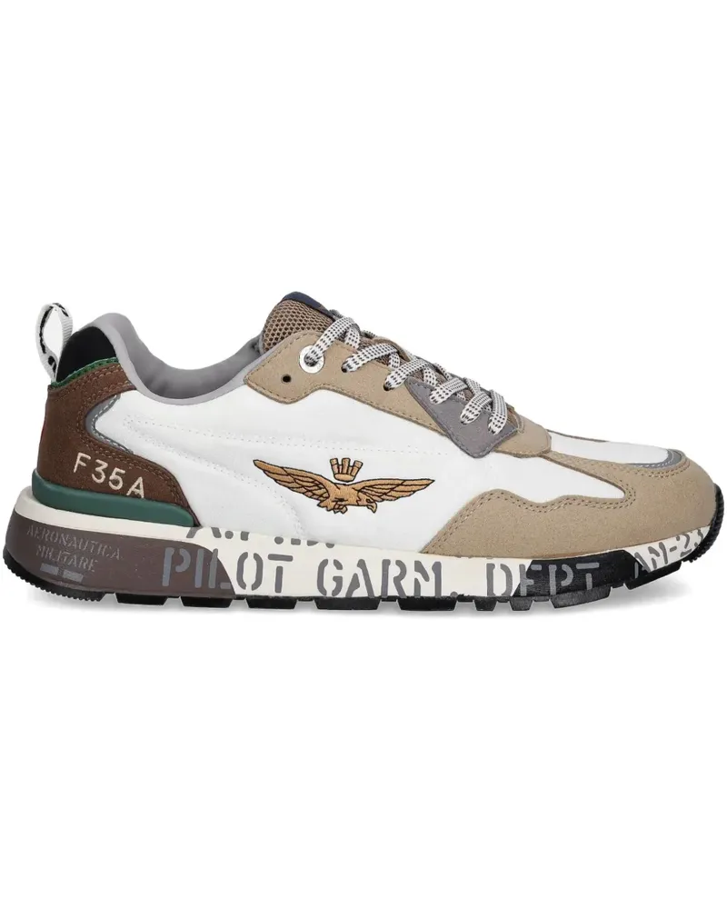 Aeronautica Militare Bestickte Pilot Sneakers - Nude Nude