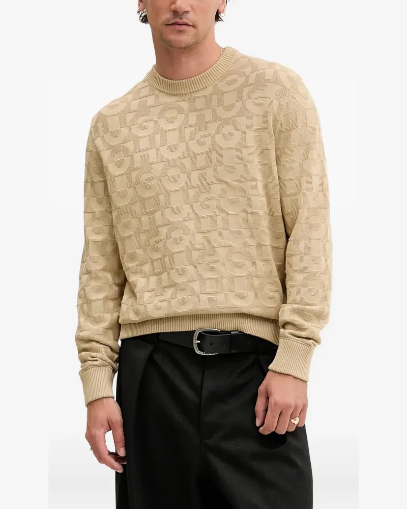 HUGO BOSS Pullover mit Logo-Muster - Nude Nude