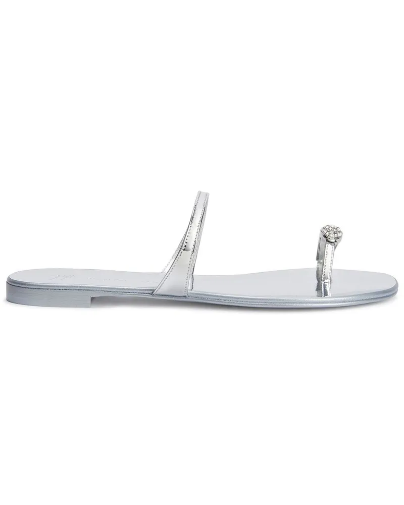 Giuseppe Zanotti Flache Sandalen mit Zehenring - Silber Silber