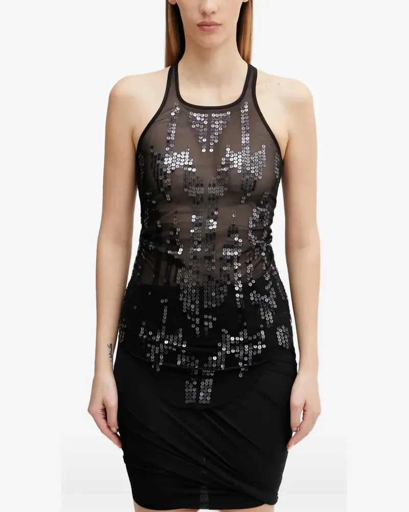 Rick Owens Lilies sequin-embellished mesh top - Schwarz Schwarz