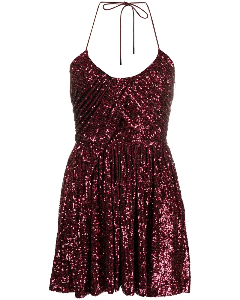 Saint Laurent Plissiertes Kleid mit Pailletten - Rot Rot