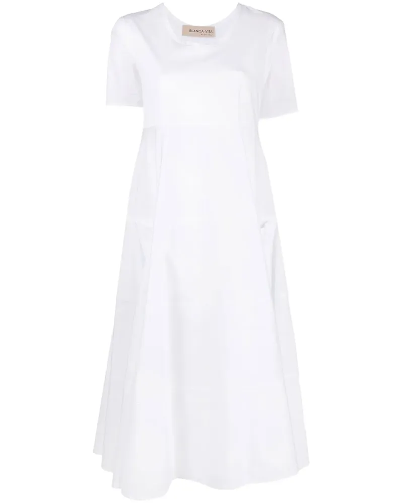 Blanca Gestuftes Kleid mit kurzen Ärmeln - Weiß Weiß